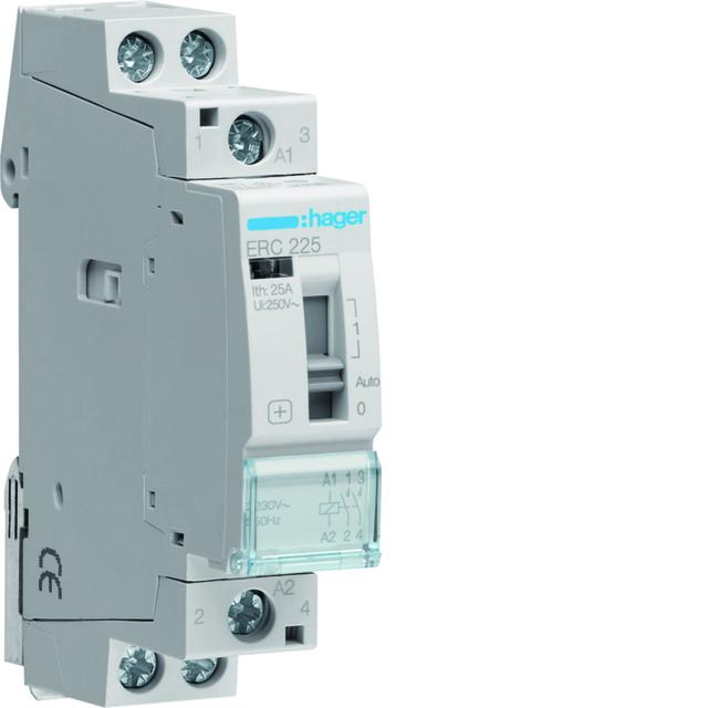 Stycznik modułowy z możliwością sterowania ręcznego 230V AC 2Z 25A AC-7A B ERC225 HAGER