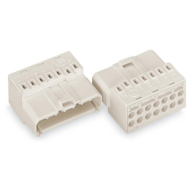 wtyk 7-biegunowy z blaszką styku PE biały