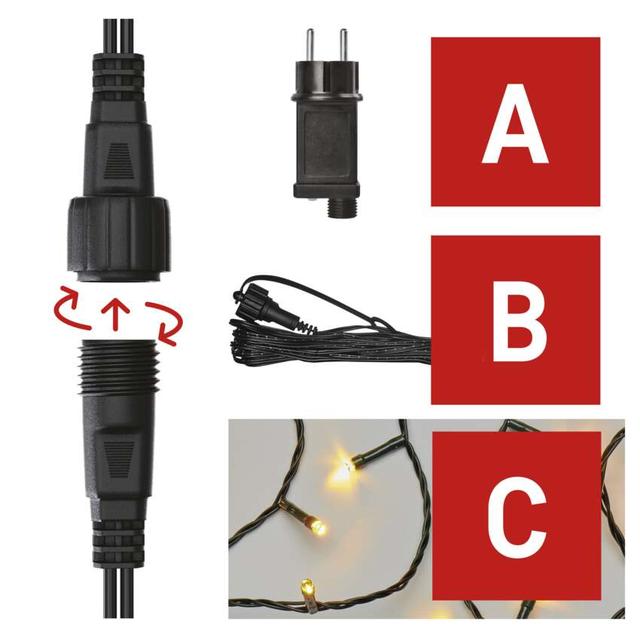 Lampki choinkowe Standard zestaw zasilacz + 100LED 10m ciepła biel IP44 timer D1AW01 EMOS
