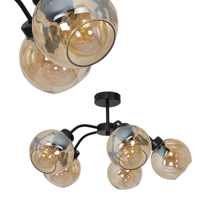Milagro plafon Sofia Amber 5xE27 czarny MLP6598