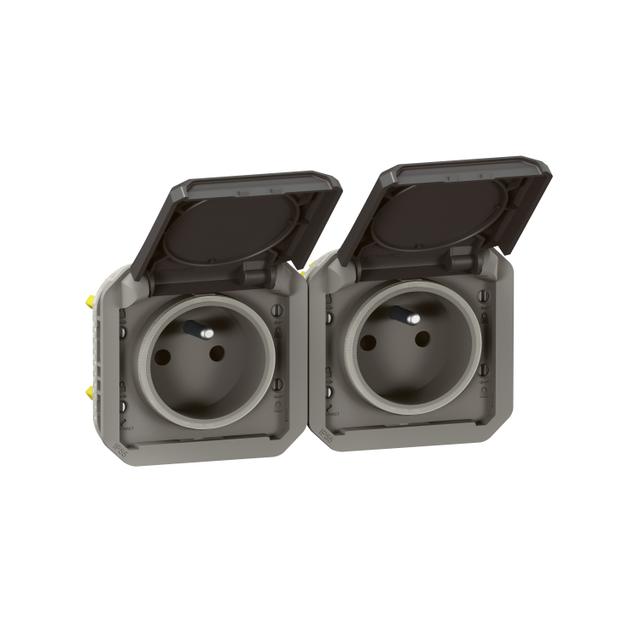 PLEXO Gniazdo podwójne hermetyczne IP55 podtynkowe antracyt 069842L LEGRAND