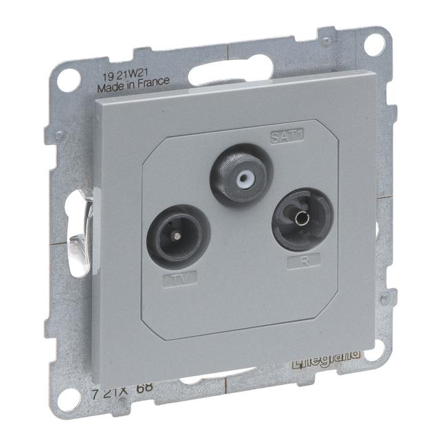 SUNO - Gniazdo TV-R-SAT przelotowe 14 dB, Aluminium, Legrand