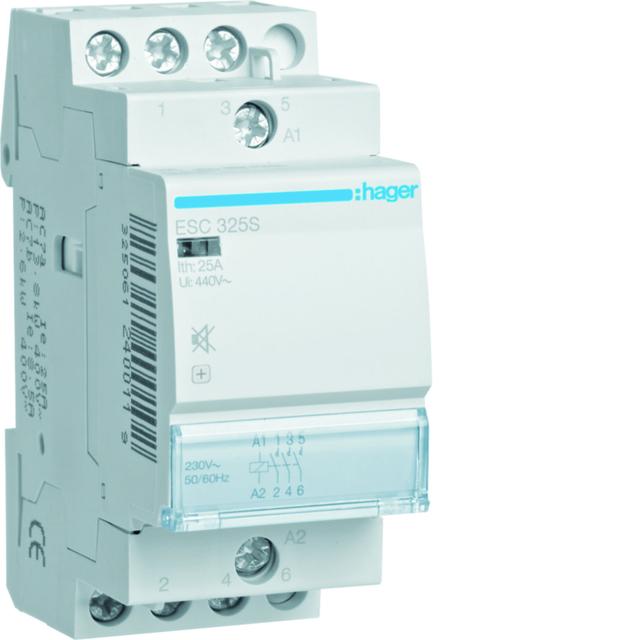 Stycznik modułowy cichy 230V AC 3Z 25A AC-7A B ESC325S HAGER