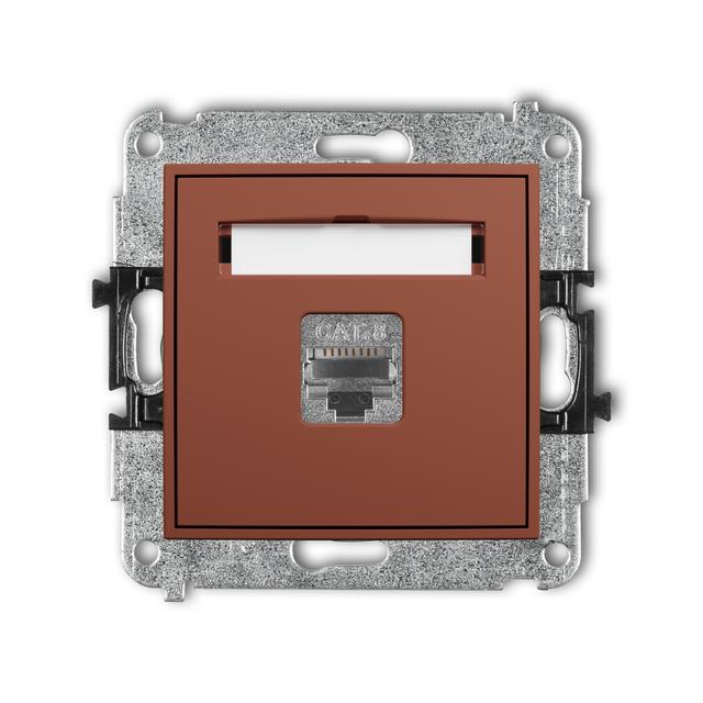 ICON Mechanizm gniazda komputerowego pojedynczego 1xRJ45, kat. 8, ekranowany, 8-stykowy terakota