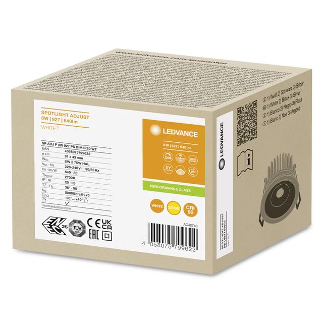 Oprawa SPOT ADJ P 8W 927 PS DIM IP20 WT