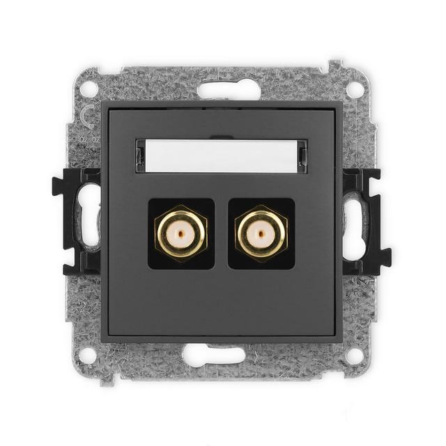 ICON Mechanizm gniazda antenowego podwójnego typu F (SAT) pozłacany grafitowy mat