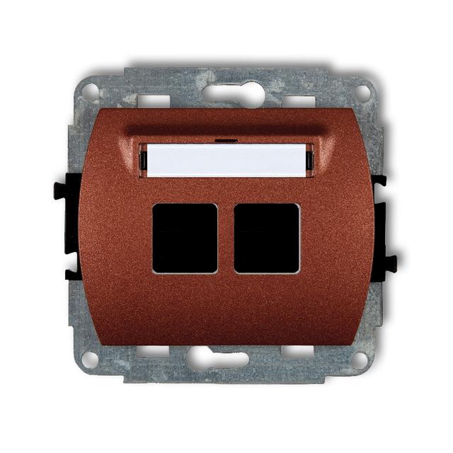 TREND Mechanizm gniazda multimedialnego podwójnego bez modułu (standard Keystone) brązowy metalik