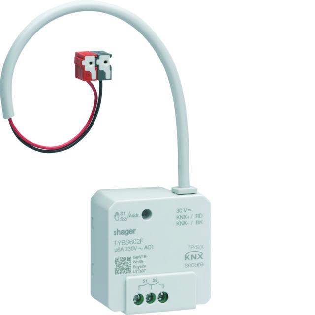 KNX e/s secure Sterownik załączający/żaluzjowy 2-/1-krotny, podtynkowy, 6 A