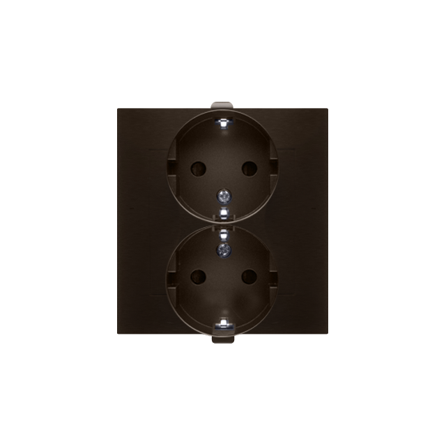 Simon 54 Gniazdo Schuko z przesłonami podwójne 16A z. śrub. brąz mat