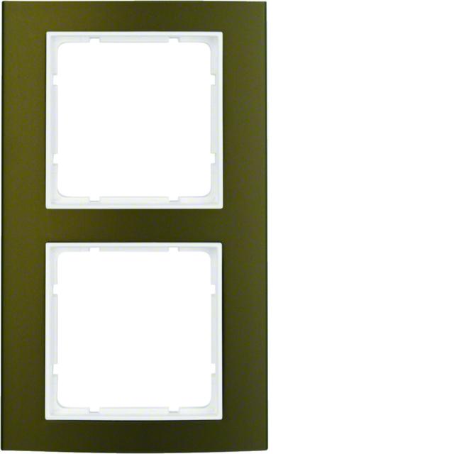 BERKER B.3 Ramka podwójna aluminium brązowa/biała 10123021 HAGER