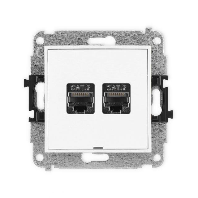 ICON Mechanizm gniazda komputerowego podwójnego 2xRJ45, kat. 7, ekranowany, 8-stykowy, bez pola opis