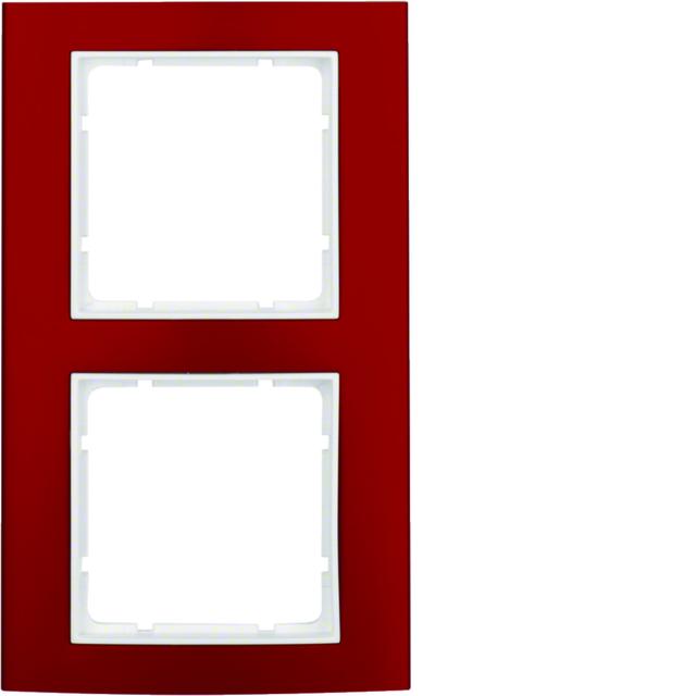 BERKER B.3 Ramka podwójna aluminium czerwony/biała 10123022 HAGER