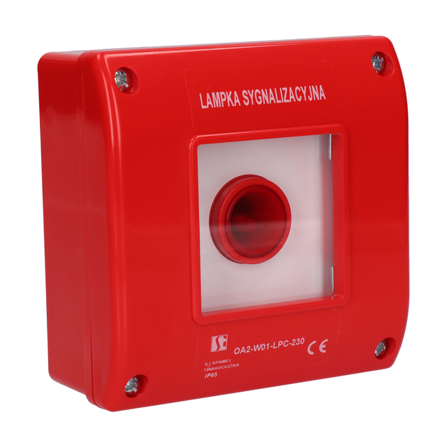 Lampka sygnalizacyjna czerwona 230V w czerwonej obudowie IP65 OA2 OA2-W01-LPC-230 SPAMEL