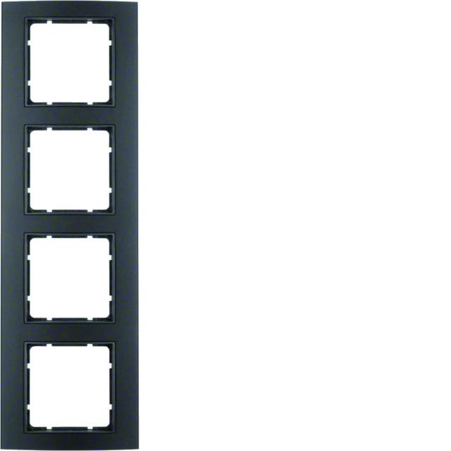BERKER B.3 Ramka poczwórna aluminium czarna/antracyt 10143005 HAGER