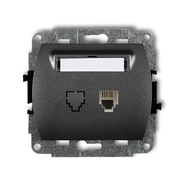 TREND Mechanizm gniazda telefonicznego pojedynczego 1xRJ11, 4-stykowy grafitowy