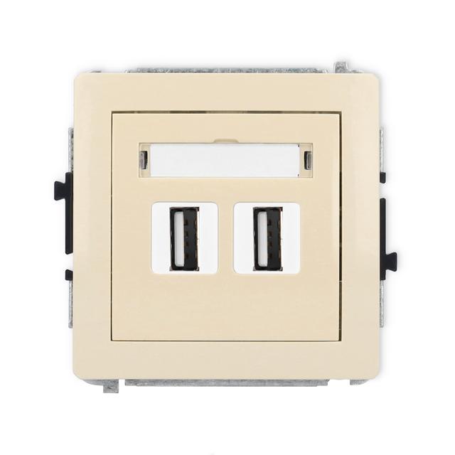 DECO Mechanizm gniazda podwójnego 2xUSB A-A 2.0 beżowy