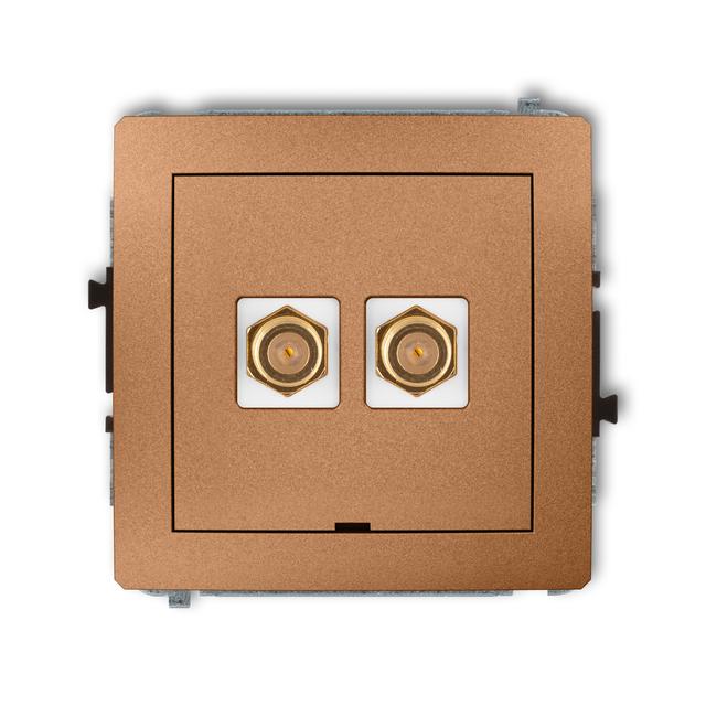 DECO Mechanizm gniazda antenowego podwójnego typu F (SAT) pozłacany, bez pola opisowego złoty metali