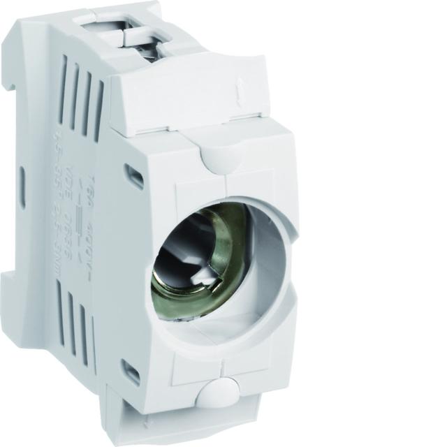 Gniazdo bezp. z tworzywa D01/1 E14 1P SIS 16A 400VAC TS35 zac.kl. 35mm2 LD042 HAGER