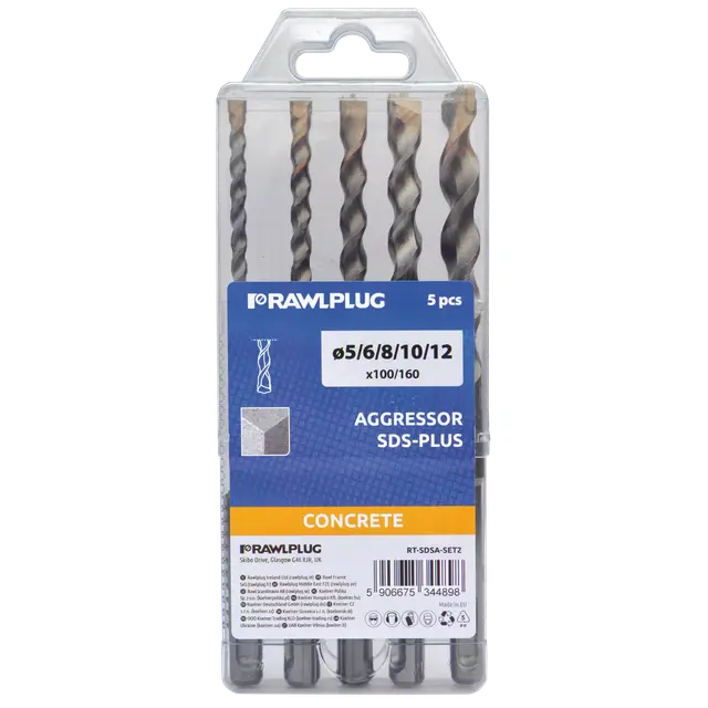 Zestaw wierteł do betonu Aggressor SDS Plus 5szt. RT-SDSA-SET2 RAWLPLUG