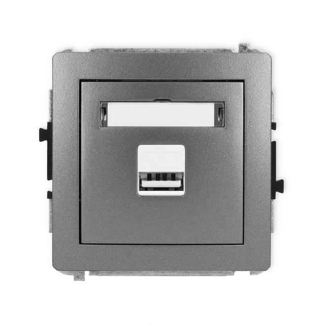 DECO Mechanizm ładowarki USB pojedynczej USB A, 5W max., 5V, 1A grafitowy