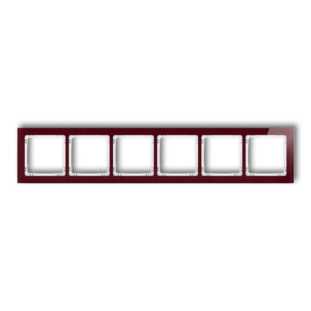 DECO Ramka uniwersalna sześciokrotna - efekt szkła (ramka: bordowa; spód: biały)