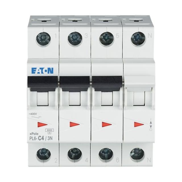 PL6-C4/3N Wyłącznik nadprądowy 6kA C4A 3P+N 106906 EATON