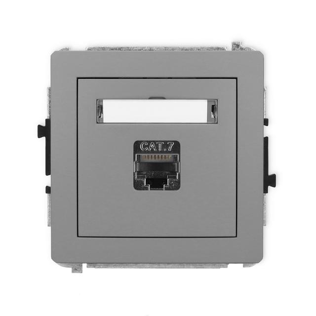 DECO Mechanizm gniazda komputerowego pojedynczego 1xRJ45, kat. 7, ekranowany, 8-stykowy szary mat