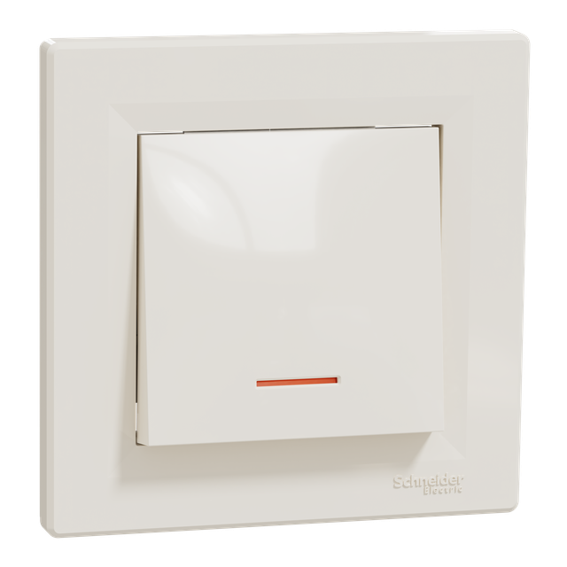 Asfora, łącznik 1-biegunowy, z podświetleniem, krem