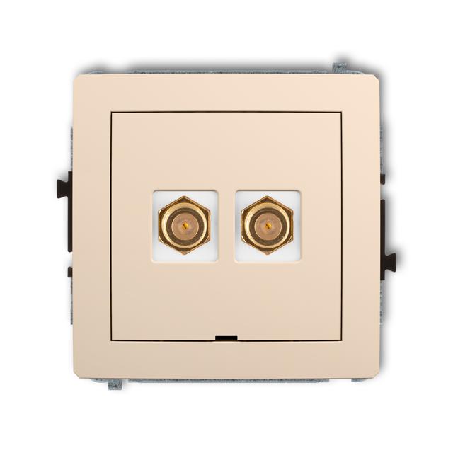 DECO Mechanizm gniazda antenowego podwójnego typu F (SAT) pozłacany, bez pola opisowego beżowy