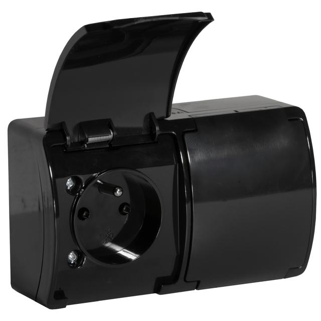 Gniazdo podwójne 2x2P+Z AQUATIC IP44 czarny, 10 szt. OR-OE-7106/B/10 ORNO