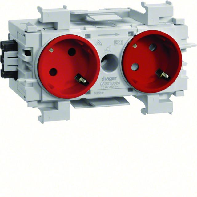 tehalit.WA Gniazdo SCHUKO 2-krotne 45st. WAGO montaż krawędziowy czerwony GS20113020 HAGER