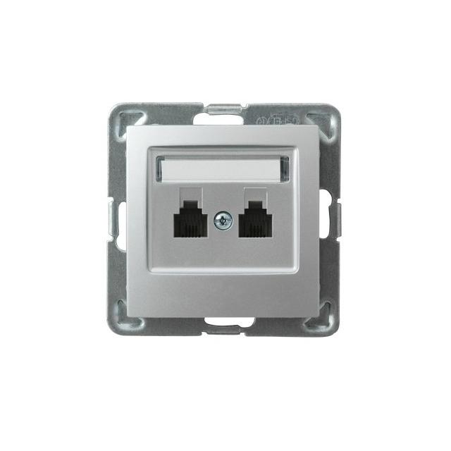 IMPRESJA Gniazdo telefoniczne podwójne równoległe - kolor srebro