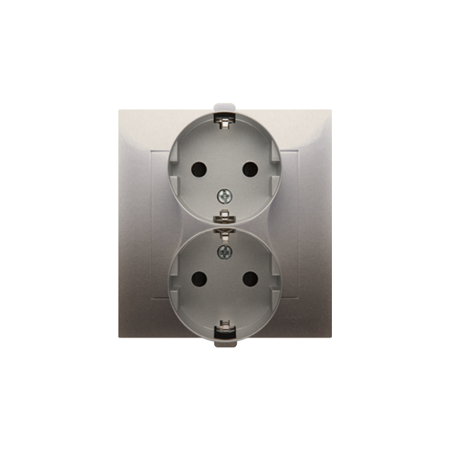 Simon 54 Gniazdo Schuko z przesłonami podwójne 16A z. śrub. złoty mat