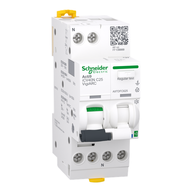Detektor iskrzenia Acti9 Active iCV40N-VigiARC-C25-30-SI-1N C25 30 mA typ SI z MCB RCCB i komuni A9T