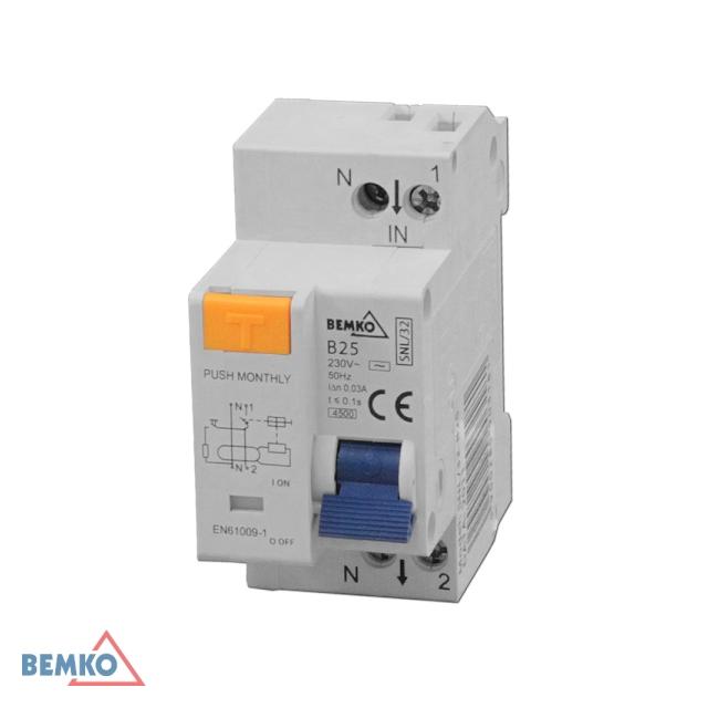 WYŁĄCZNIK RÓŻNICOWOPRĄDOWY Z NADPRĄDOWYM 2P B 16A 30mA