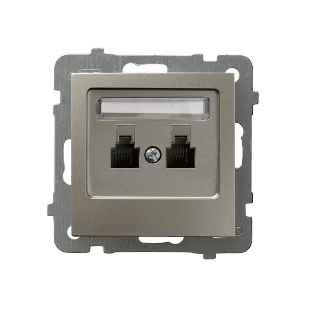 AS Gniazdo telefoniczne podwójne równoległe - kolor satyna light