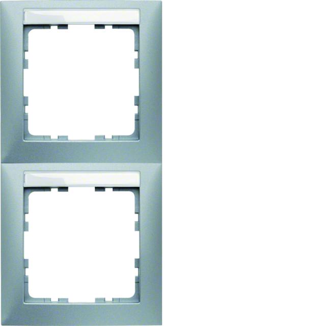 BERKER B.Kwadrat Ramka podwójna pionowa z polem opisowym aluminium mat 10129959 HAGER