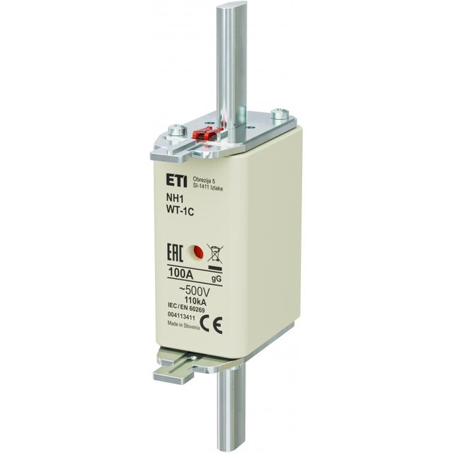 Wkładka topikowa NH zwłoczna KOMBI Pokrywy stalowe NH1 WT-1C gG 100A 500V G 004113411 ETI