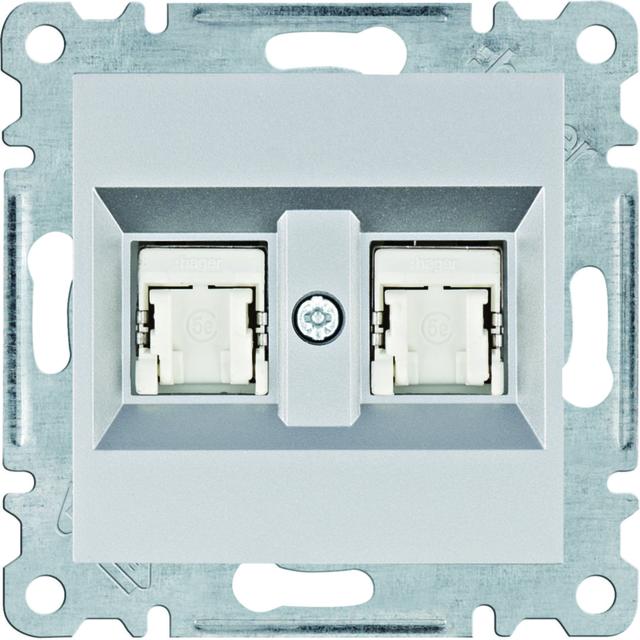 lumina Gniazdo komputerowe podwójne RJ45 kat.5e FTP, srebrny