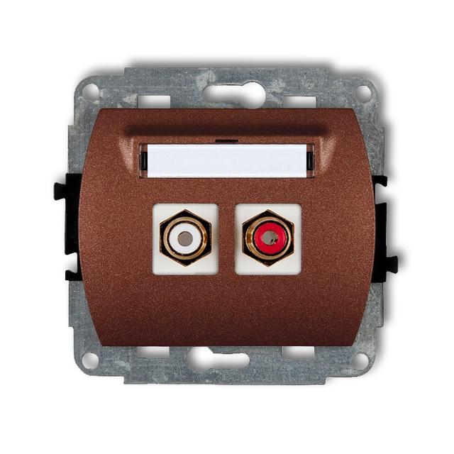 TREND Mechanizm gniazda podwójnego RCA (typu cinch - biały i czerwony, pozłacany) brązowy metalik