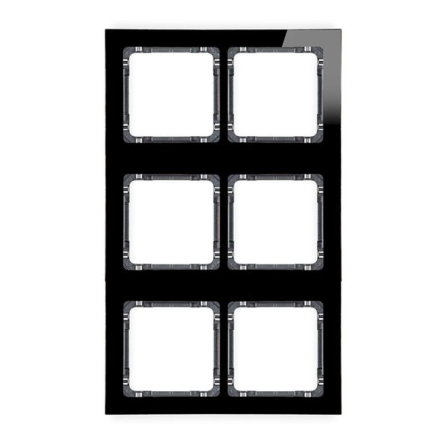 DECO Ramka modułowa 6 krotna (2 poziom, 3 pion) - efekt szkła (ramka czarna; spód grafitowy)