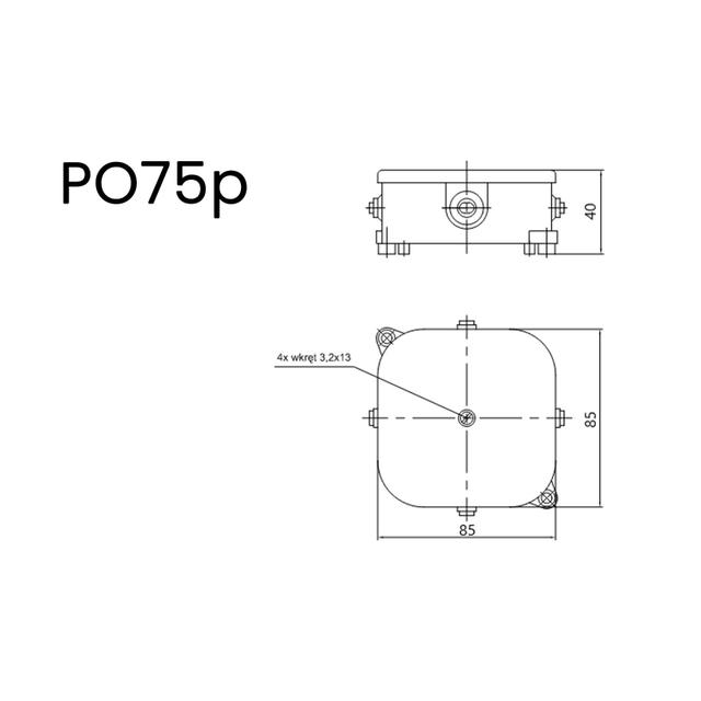 PO75p ,  Puszka natynkowa bez wkładu IP 44 (85x85x40 mm), biały