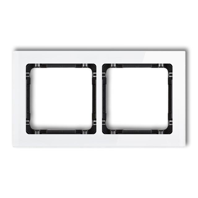 DECO Ramka uniwersalna podwójna - efekt szkła (ramka: biała; spód: czarny)