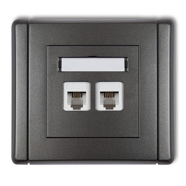 FLEXI Gniazdo telefoniczne podwójne 2xRJ11, 4-stykowe, beznarzędziowe grafitowy