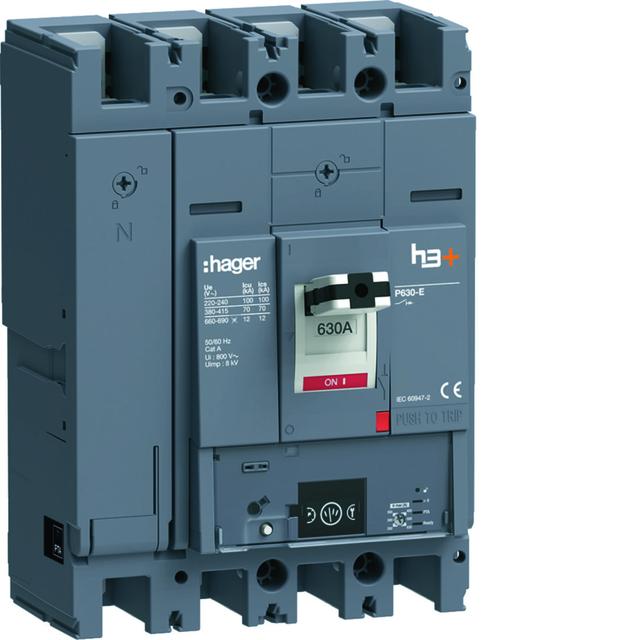 MCCB Wyłącznik mocy h3+ P630 Energy 4x630A 70kA HEW631NR HAGER
