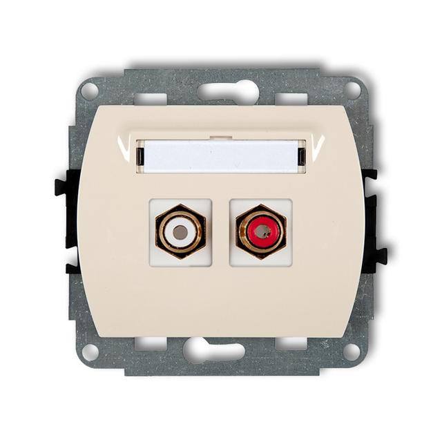 TREND Mechanizm gniazda podwójnego RCA (typu cinch - biały i czerwony, pozłacany) beżowy