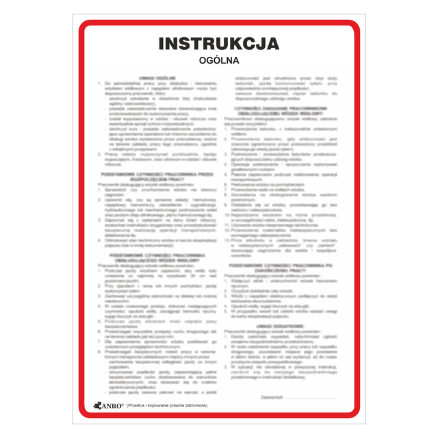 INSTRUKCJA PRZECIWPOŻAROWA OGÓLNA PŁYTA PCV SZTYWNA