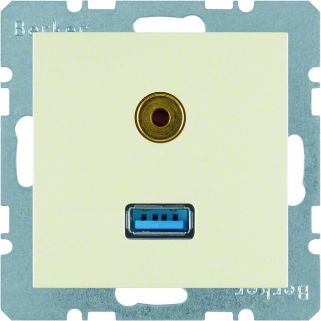 BERKER B.Kwadrat/S.1 Gniazdo USB / 3,5mm Audio krem 3315398982 HAGER