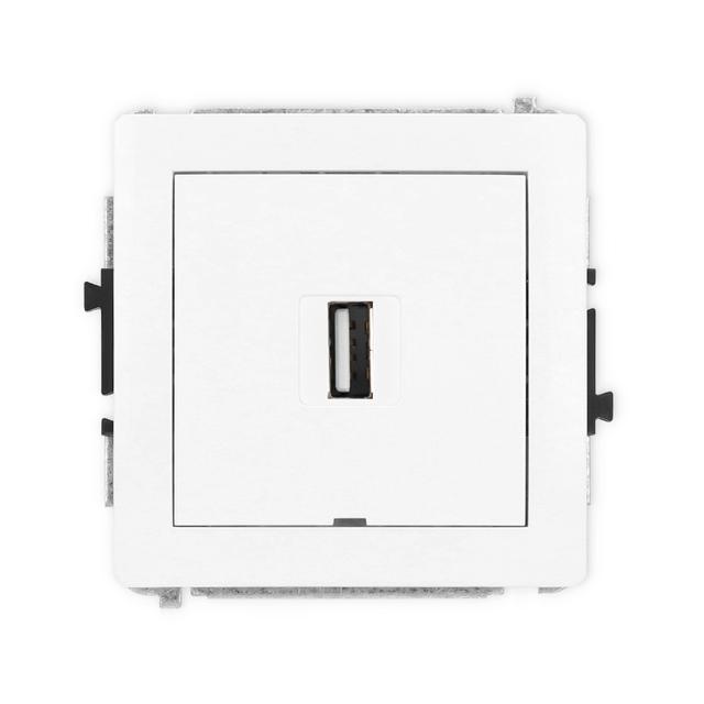 DECO Mechanizm gniazda pojedynczego USB A-A 2.0, bez pola opisowego biały