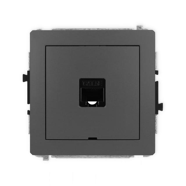 DECO Mechanizm gniazda komputerowego pojedynczego 1xRJ45, kat. 5e, 8-stykowy, bez pola opisowego gra